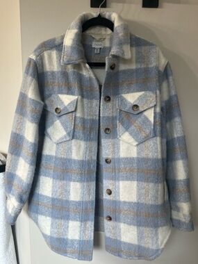 NOA Oversized Blue & Cream Plaid Shacket